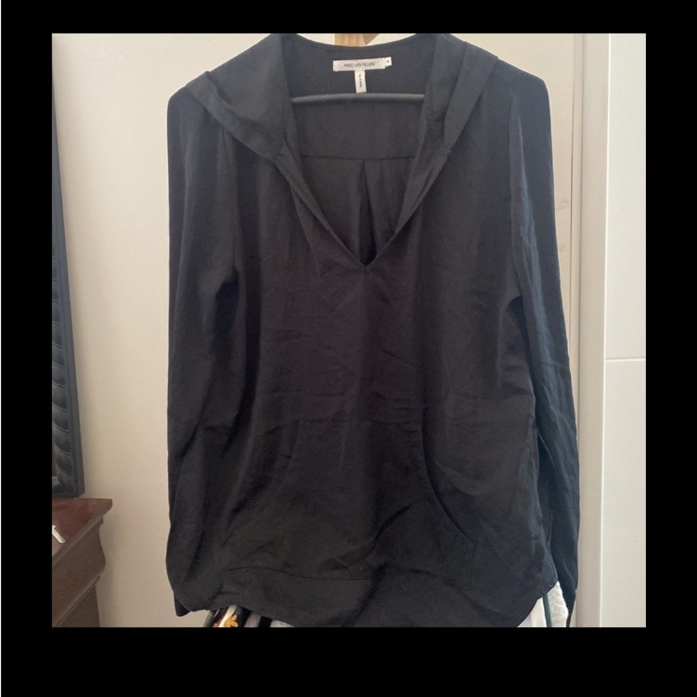 Avec Les Filles Black Hoodie Top NEW!